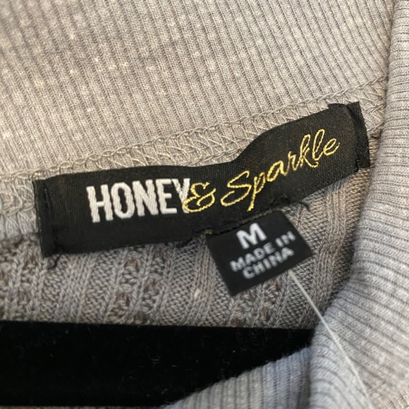 Honey and Sparkle Grey Long Sleeve Knit Top - Picture 3 of 5